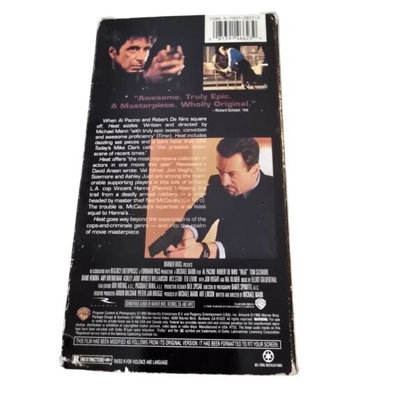 Heat,‎ VHS 1995 Robert De Niro, Al Pacino & Val Kilmer - Picture 2 of 4